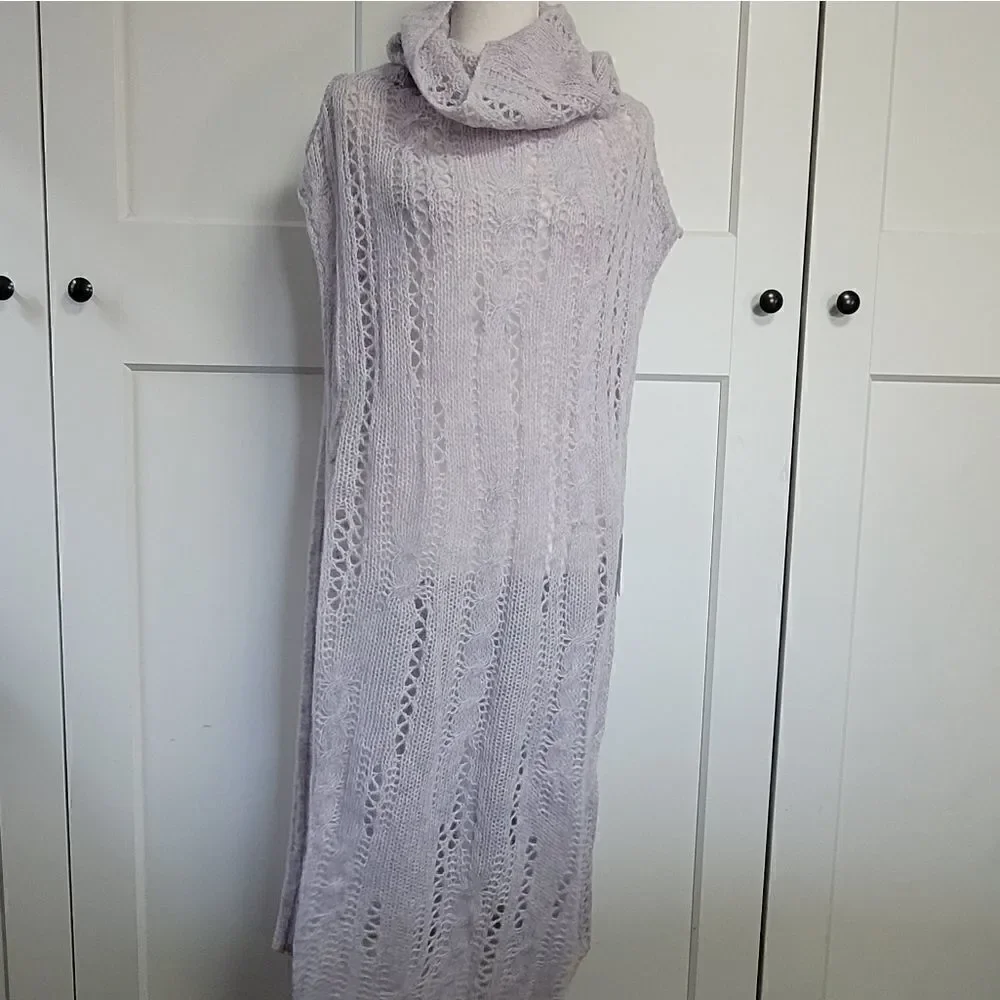 Free people pirouette lilac wool blend open stitch tunic size xs/s